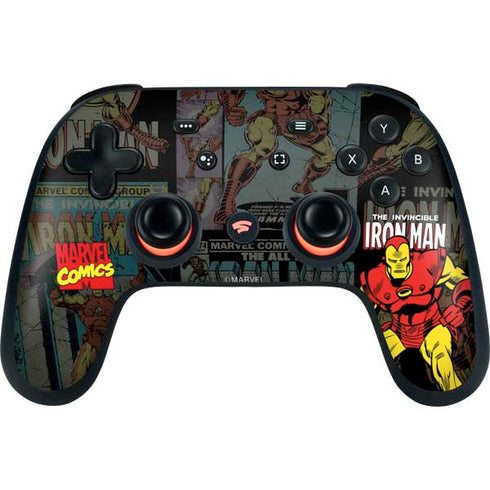 Marvel Classic Comics Iron Man Action Vintage Google Stadia Controller Skin